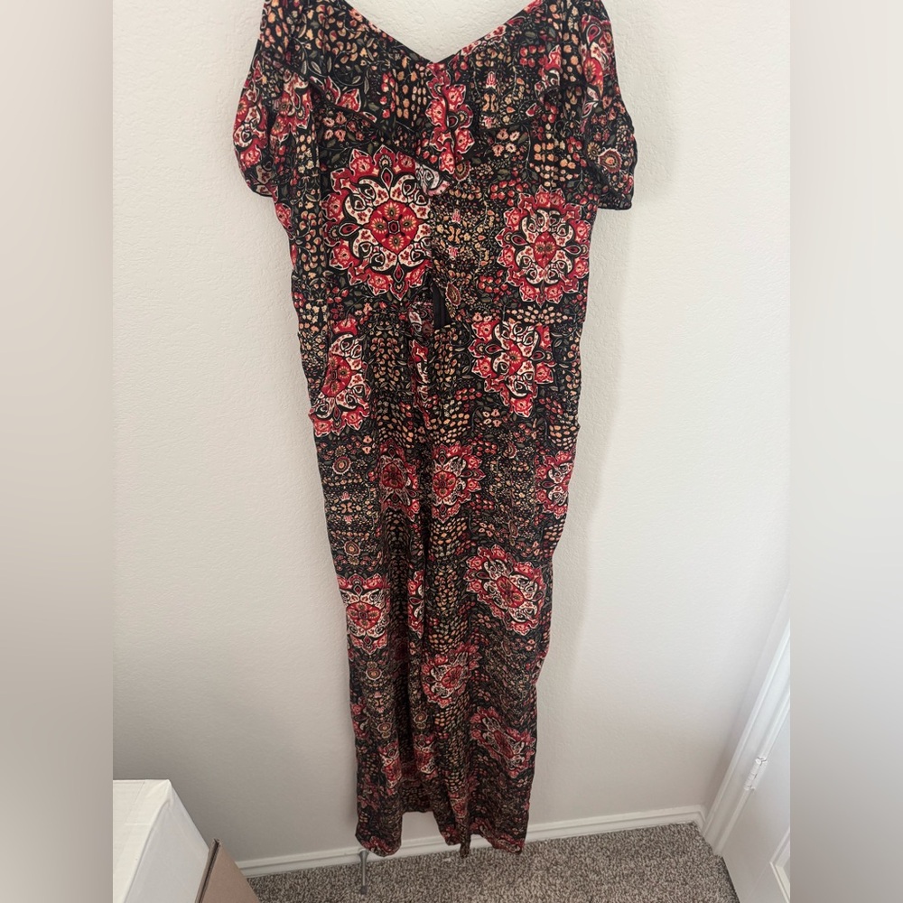 Xhilaration Black and Red Floral jumpsuit